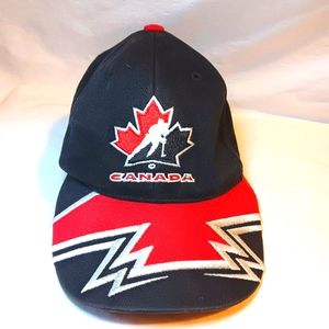 Hockey Canada Baseball Hat Cap Team Canada Black Red Unisex Kids Youth OS